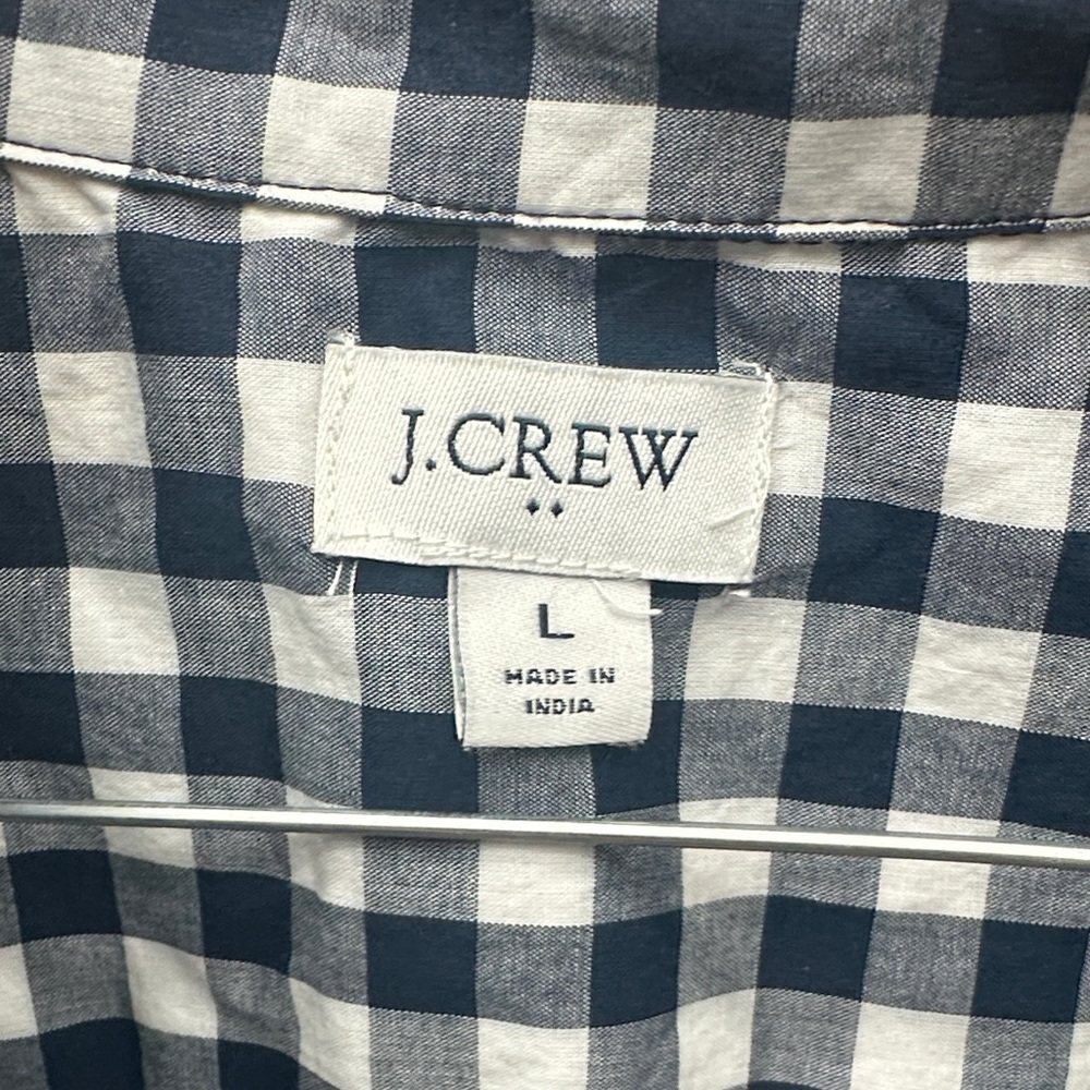 J. Crew Women’s Navy and White Gingham Button-Down Shirt - Picture 2 of 3
